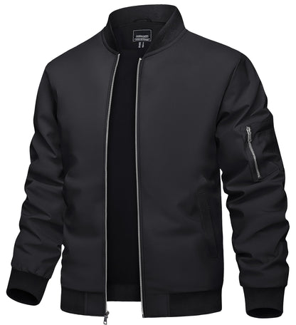 TACVASEN Men's Bomber Jacket Lightweight Casual Spring Fall Windbreaker Zip Up Coat with Pocket