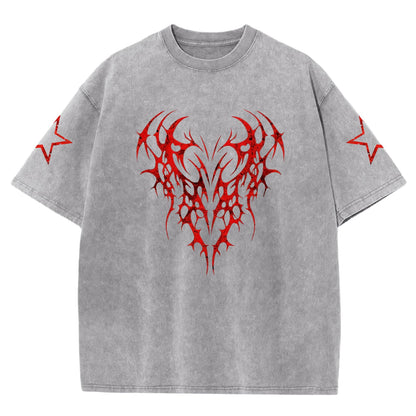 Men Graphic Tees Grunge Goth Punk Oversized Tshirts Emo Scene Gothic Shirts Y2k Streetwear Acid Wash T-Shirt