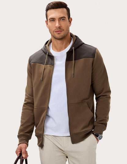 JMIERR Men's Colorblock Zip Hoodie Lightweight Jacket