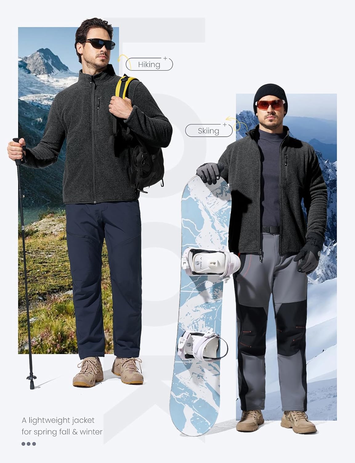TBMPOY Men's Lightweight Fleece Jacket Full Zip Winter Casual Hiking Coat