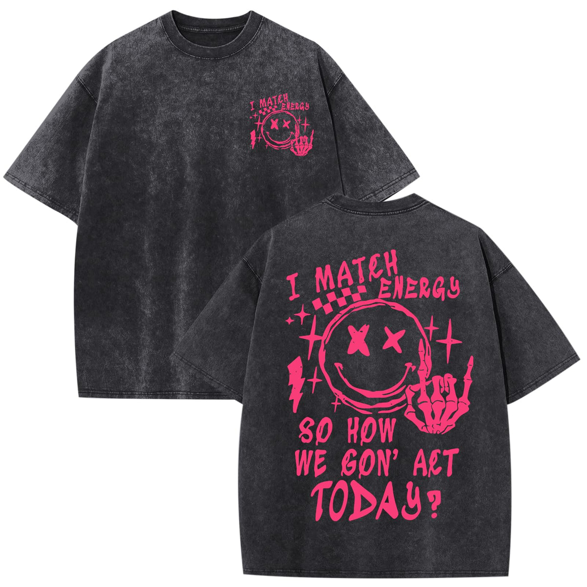 Graphic Tees Men Oversized Y2k Vintage Tshirts Funny Happy Face T Shirts Streetwear Acid Washed Baggy Gym Shirts