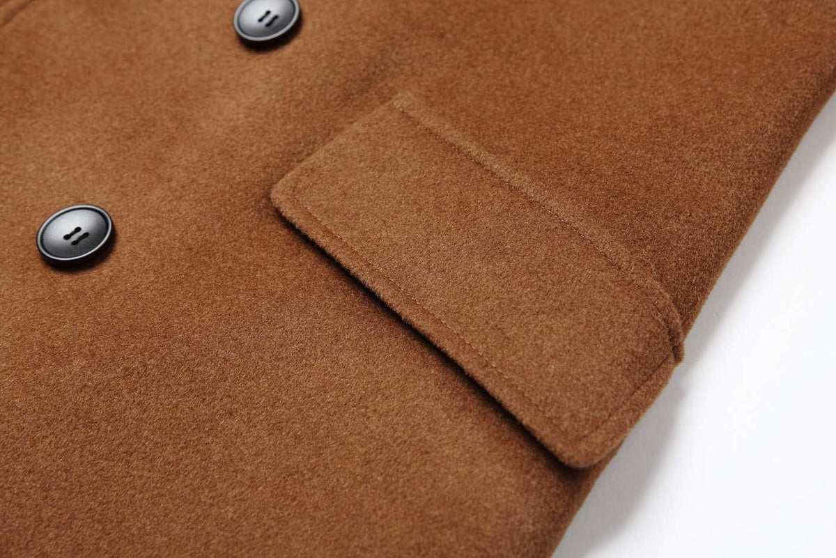Men's Premium Wool Blend Double Breasted Long Pea Coat