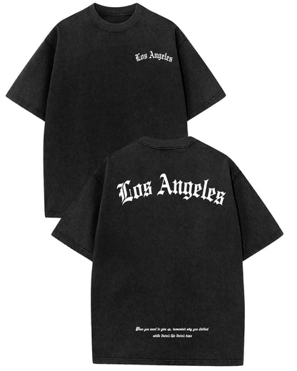 Aiyino Los Angeles Tee – Acid Wash Graphic Short Sleeve Casual Shirt