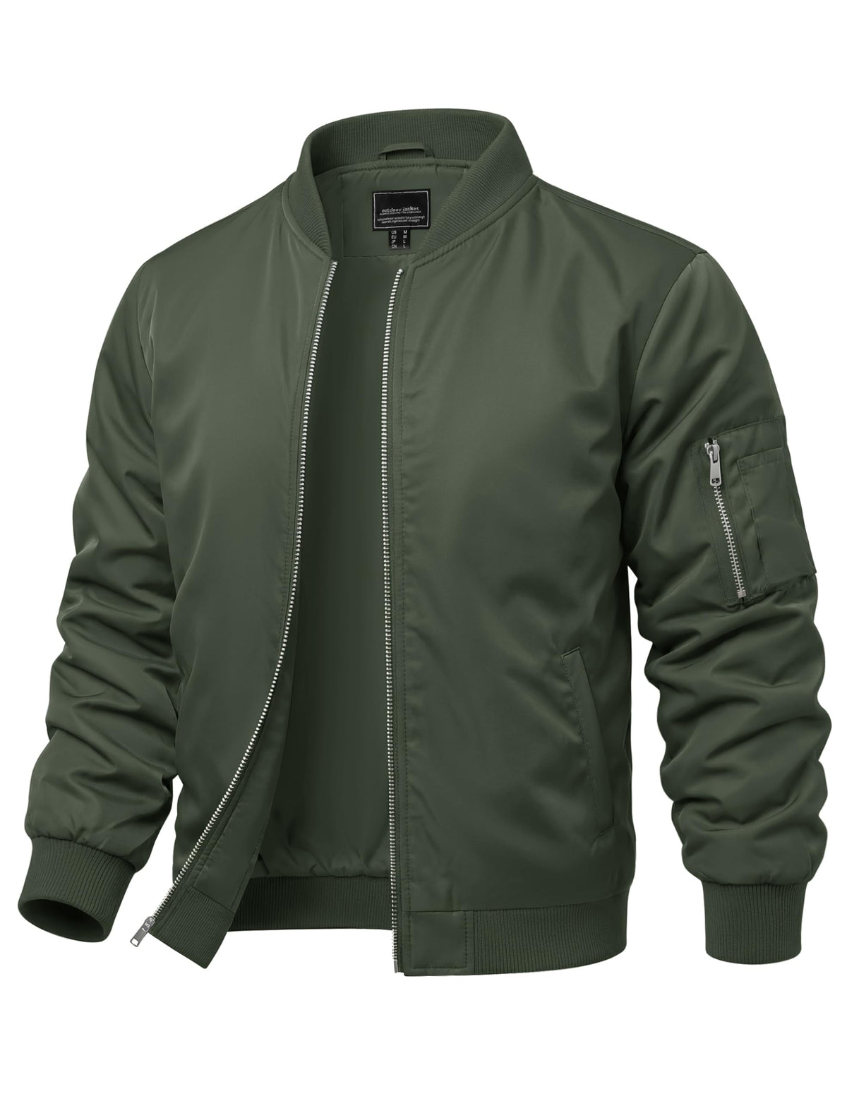 CRYSULLY Mens Lightweight Bomber Jacket Full Zip Spring Fall Casual Coat