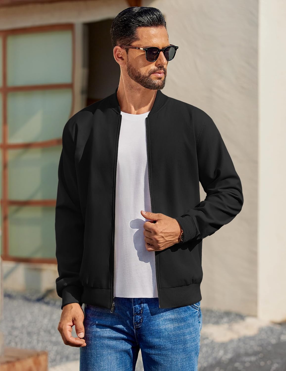COOFANDY Mens Light Cotton Bomber Jacket Flight Casual Softshell Varisty