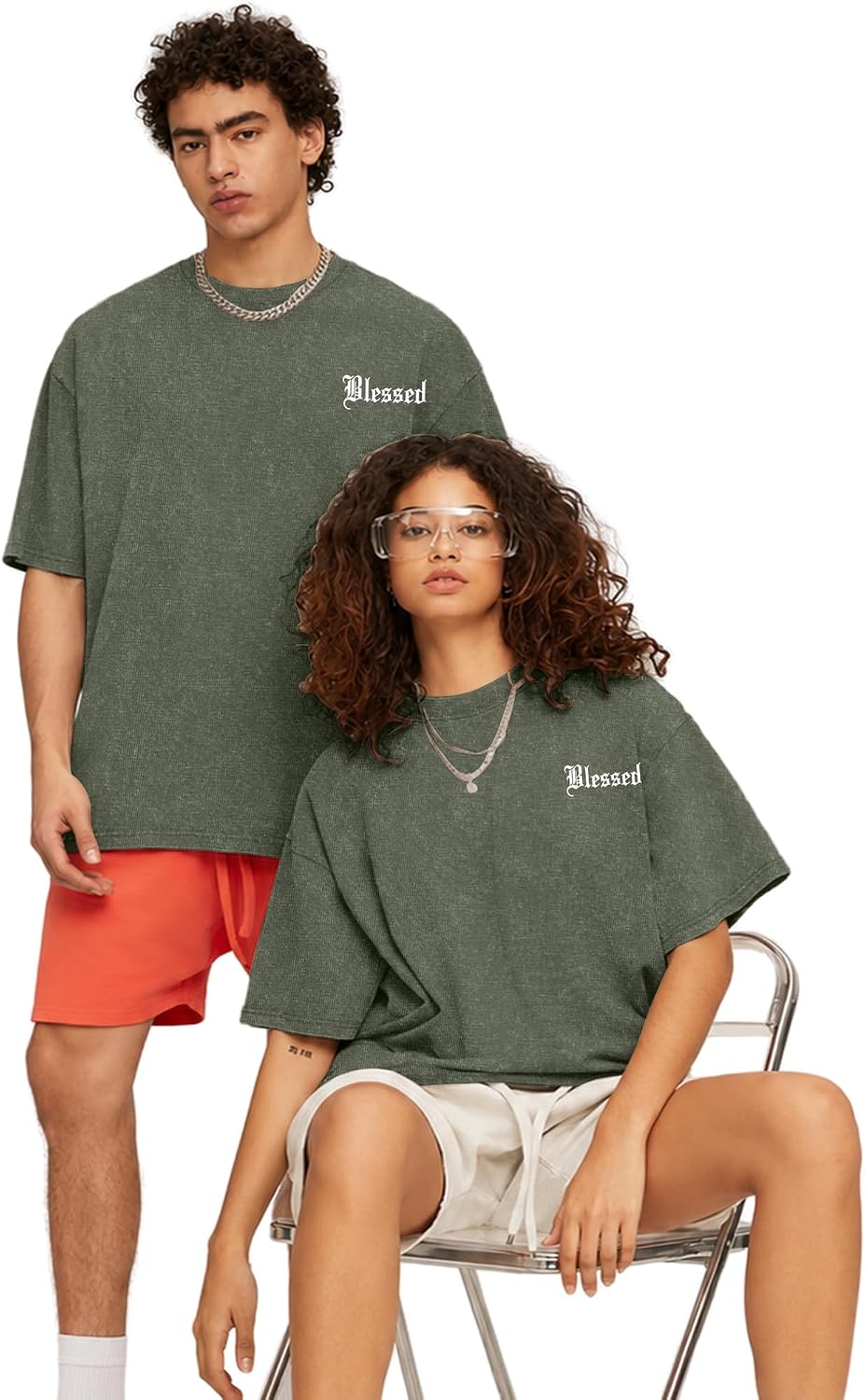 Aiyino Mens Oversized T Shirt Acid Wash Vintage Graphic Tee