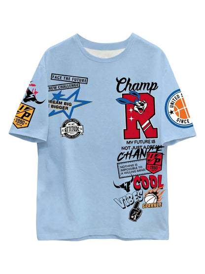 SweatyRocks Men's Graphic Short Sleeve Tee Shirts Casual Oversized Tees