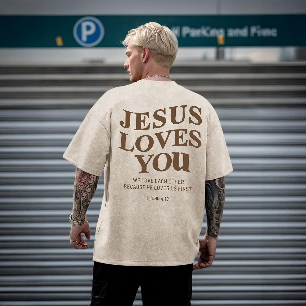 Mens Christian Shirts Jesus is King Love You Tshirt God Faith Religious Bible Verse Oversized Acid Wash Graphic Tees