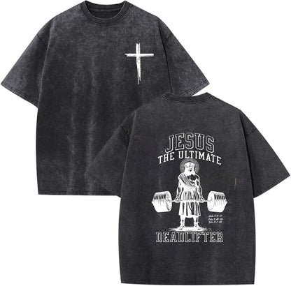 Mens Oversized Christian Shirts Jesus Faith Shirt Funny Gym Graphic Tees God Religious Bible Verse Acid Wash Tshirts