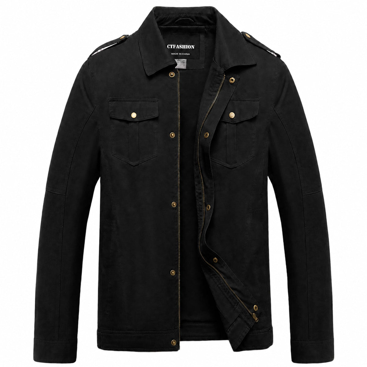 Men's Canvas Military Jacket 100% Cotton Tactical Field Coat Full Zip Multi Pocket Outdoor Work Outerwear