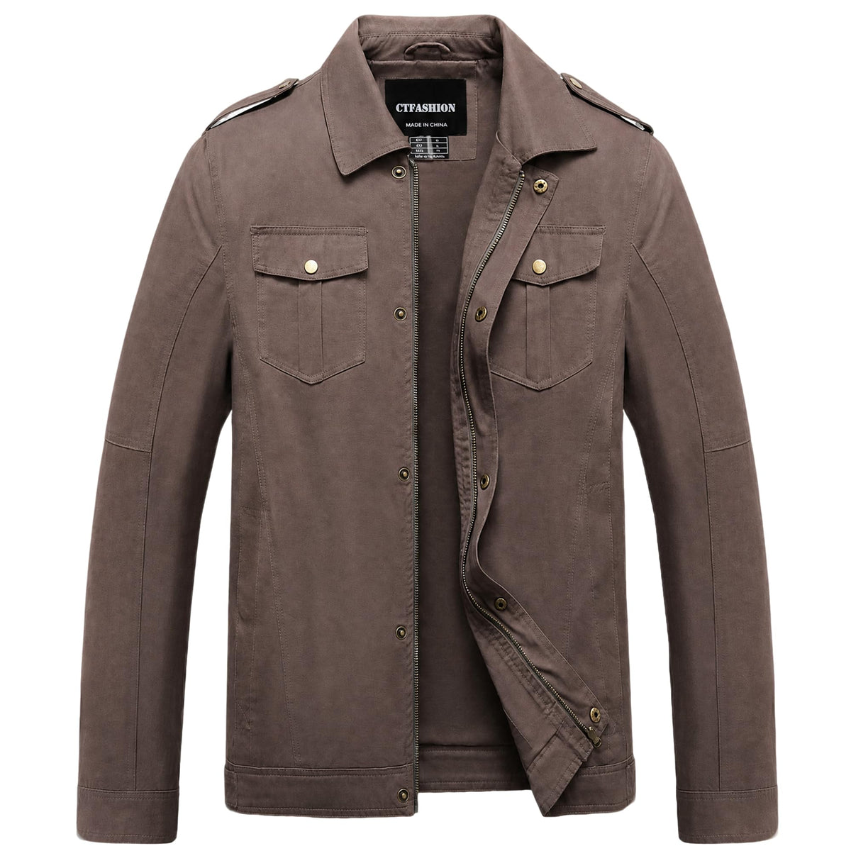 Men's Canvas Military Jacket 100% Cotton Tactical Field Coat Full Zip Multi Pocket Outdoor Work Outerwear