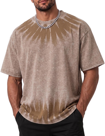 Tie-Dye Cotton T-shirts for Men Oversized Short Sleeve Casual Graphic Tees
