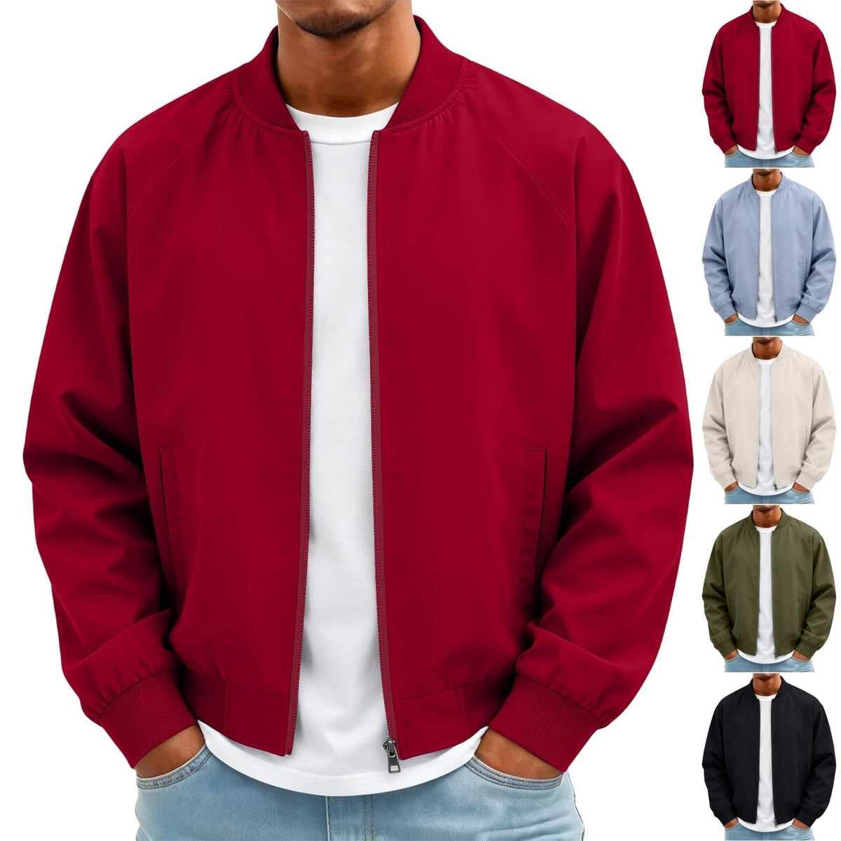 Bomber Jacket Men Casual Lightweight Zip Up Windbreaker Jackets