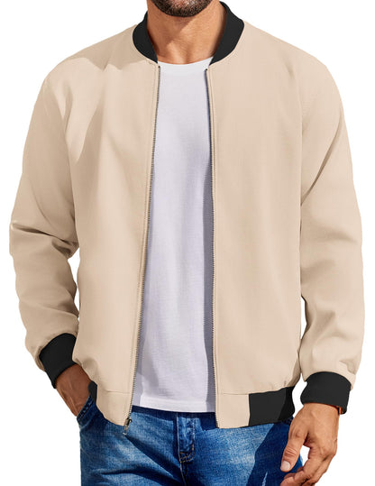 COOFANDY Mens Light Cotton Bomber Jacket Flight Casual Softshell Varisty
