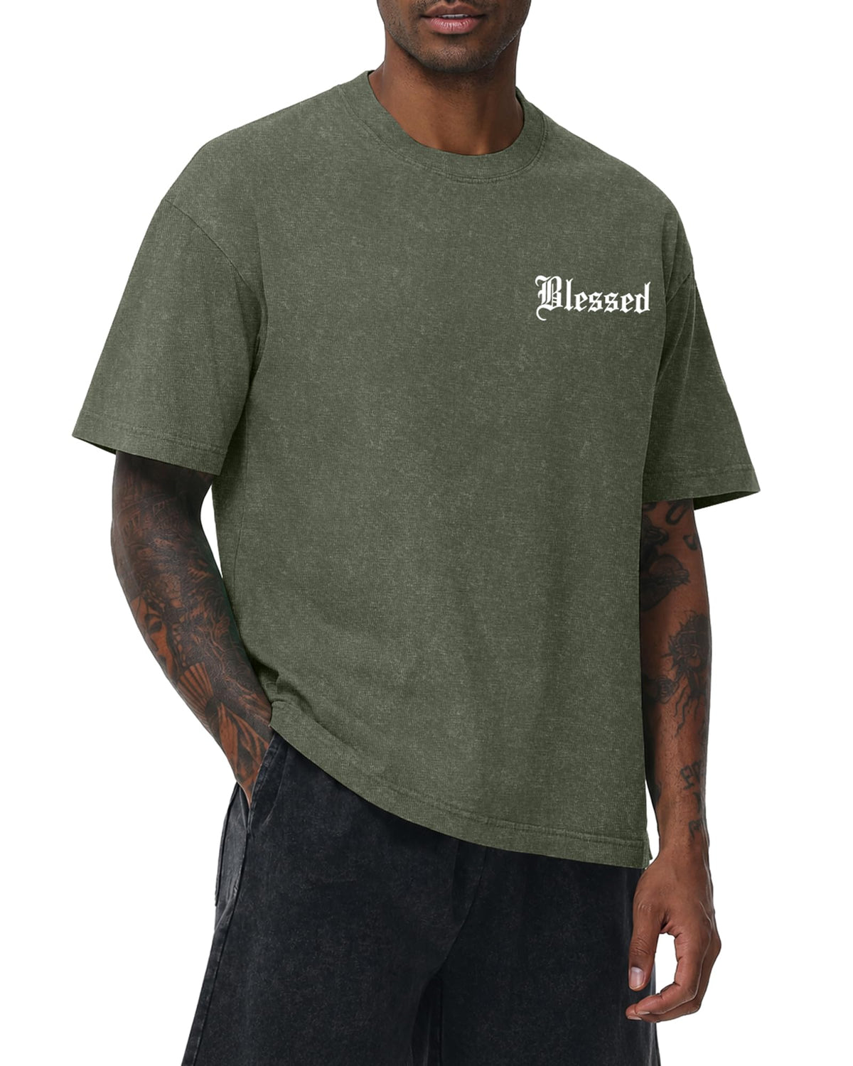 Aiyino Mens Oversized T Shirt Acid Wash Vintage Graphic Tee