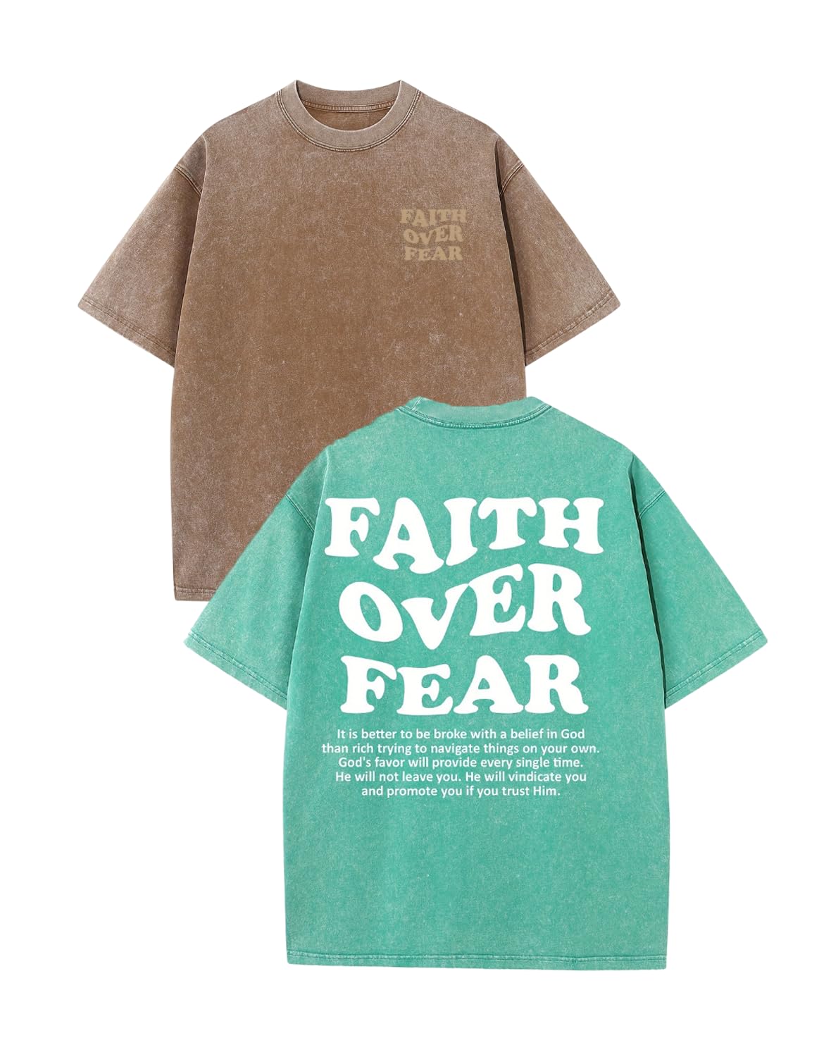 2 Packs Christian T Shirts for Men Oversized Tee Graphic Apparel Acid Washed Baggy Gym Top