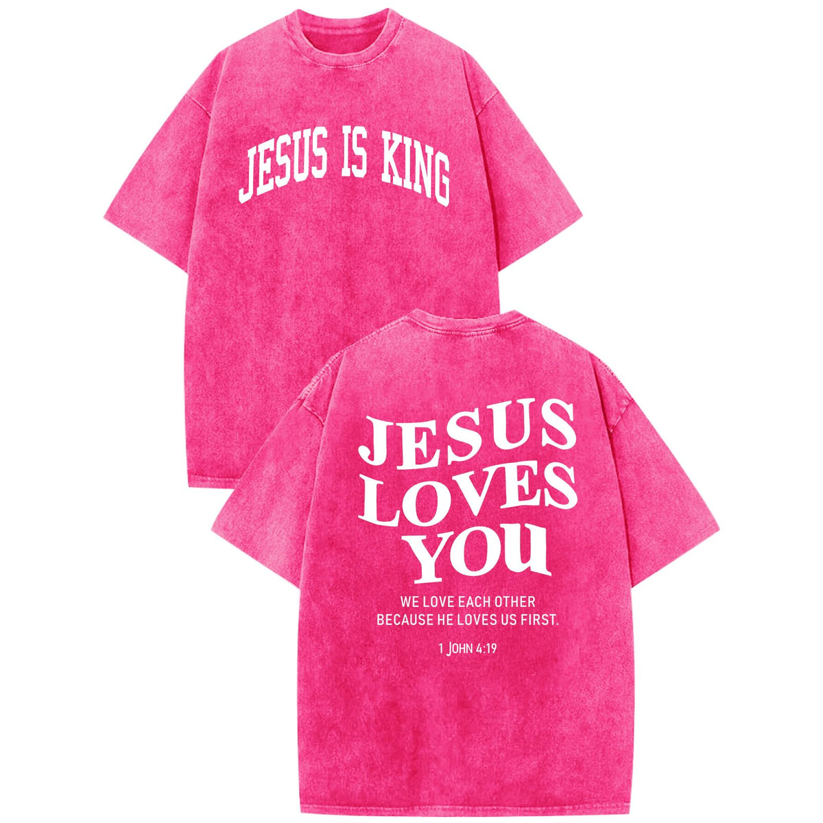 Mens Christian Shirts Jesus is King Love You Tshirt God Faith Religious Bible Verse Oversized Acid Wash Graphic Tees