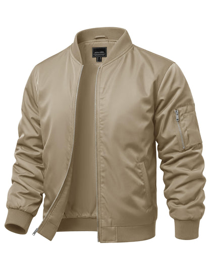 CRYSULLY Mens Lightweight Bomber Jacket Full Zip Spring Fall Casual Coat