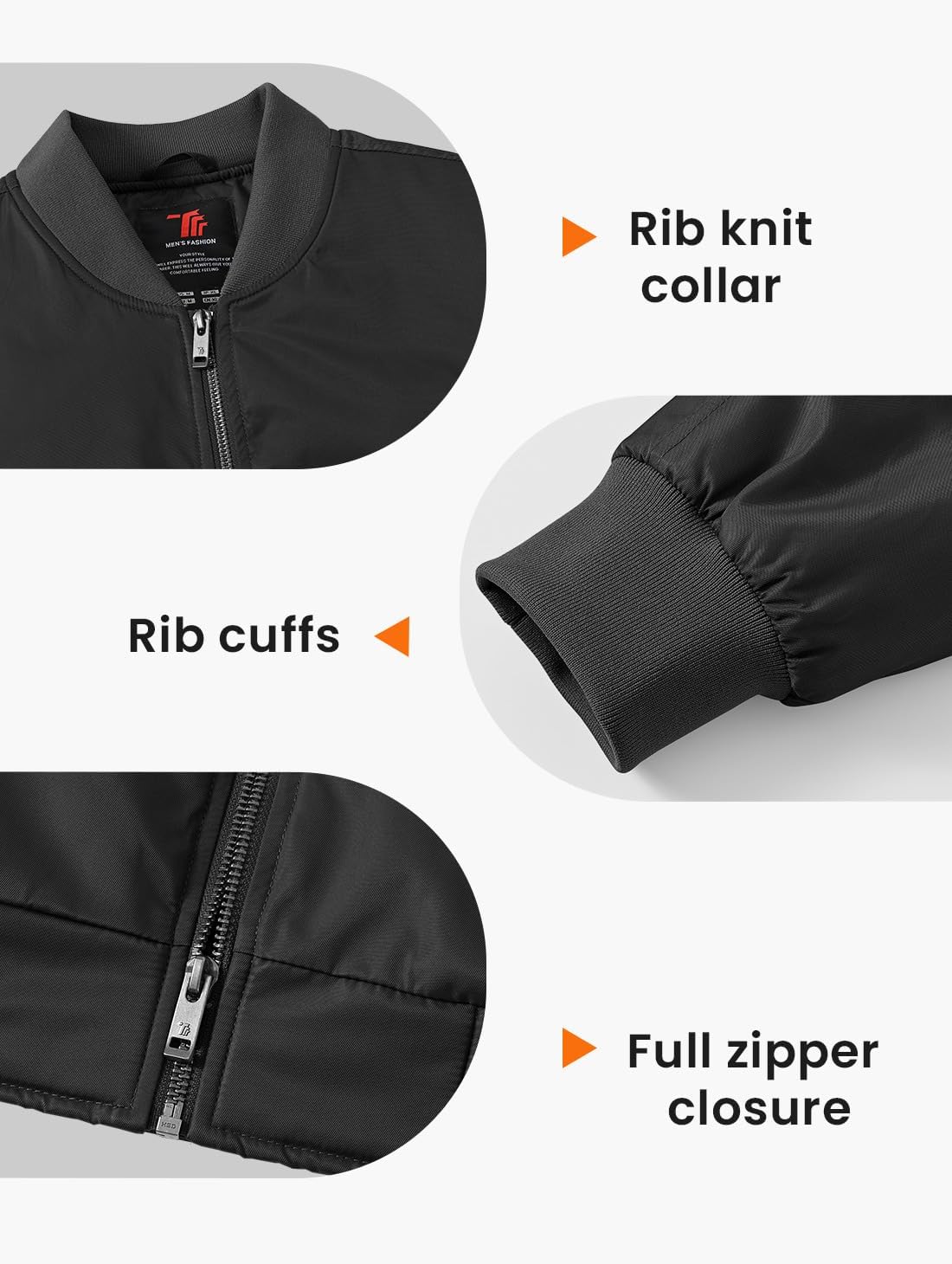 Gopune Men's Bomber Jacket Casual Fall Winter Warm Jacket Full Zip Padded Coats Outwear