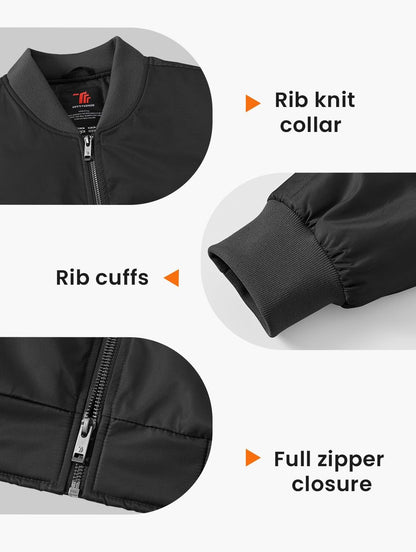 Gopune Men's Bomber Jacket Casual Fall Winter Warm Jacket Full Zip Padded Coats Outwear