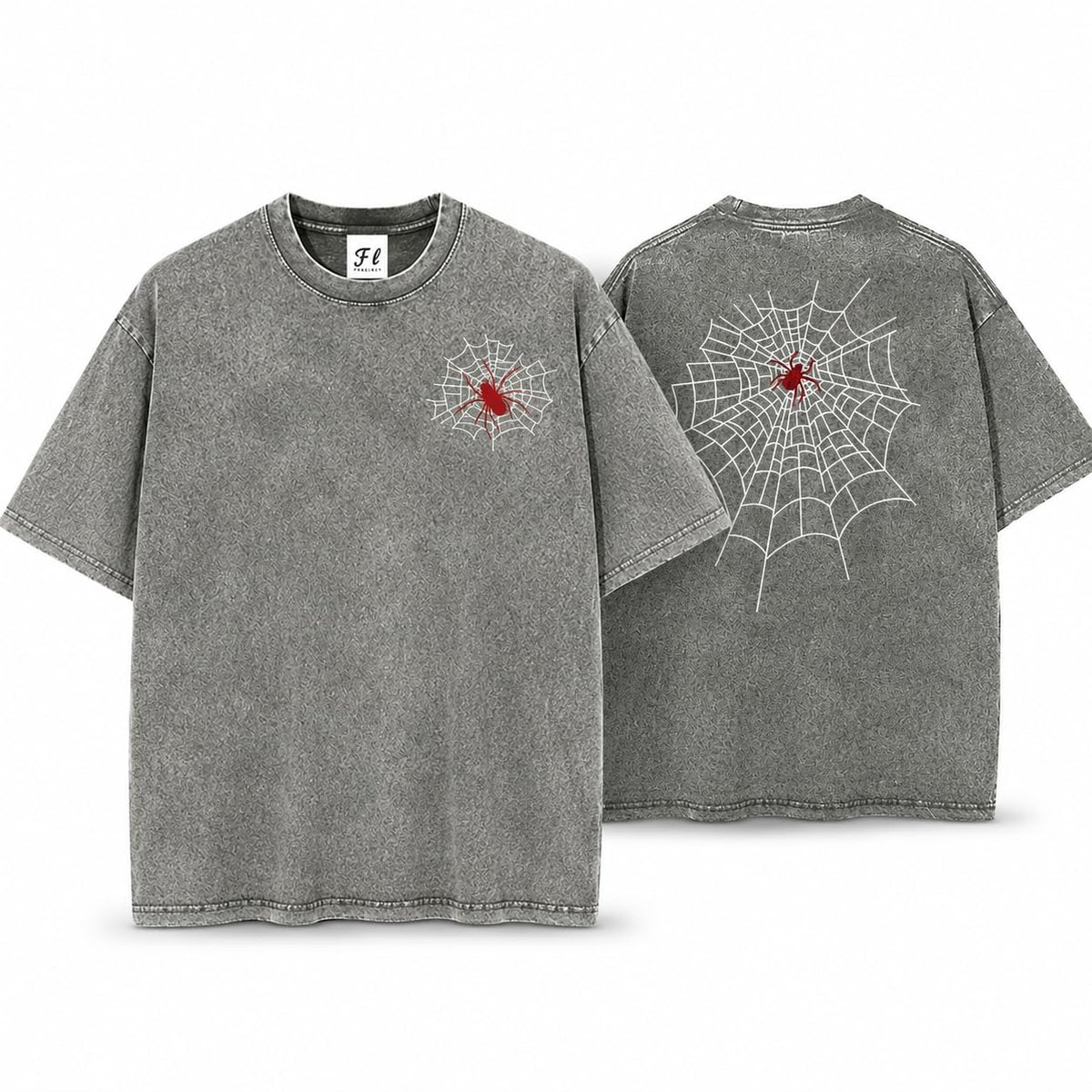 Men's Graphic Tee Spider Grunge Shirts Vintage Oversized Wash T Shirts Y2k Streetwear Cotton Tops