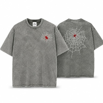 Men's Graphic Tee Spider Grunge Shirts Vintage Oversized Wash T Shirts Y2k Streetwear Cotton Tops