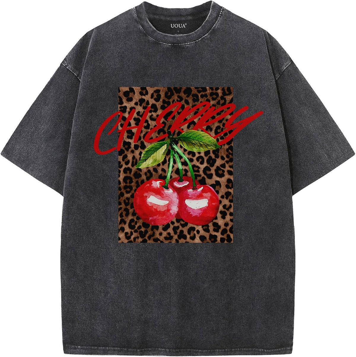 UOUA Men's Graphic Tees Washed Oversized Short Sleeve T-Shirts