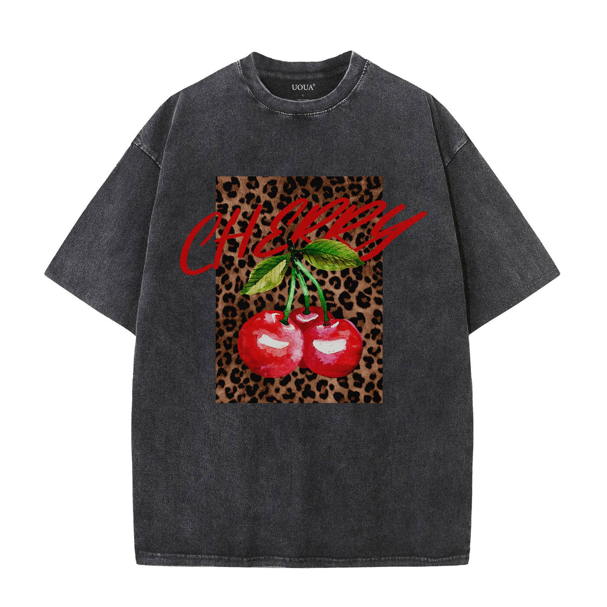 UOUA Men's Graphic Tees Washed Oversized Short Sleeve T-Shirts