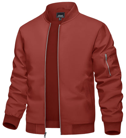 TACVASEN Men's Bomber Jacket Lightweight Casual Spring Fall Windbreaker Zip Up Coat with Pocket