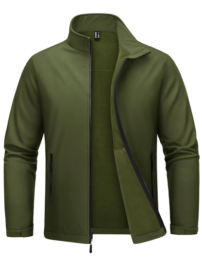 MAGCOMSEN Men's Fleece Lined Softshell Jacket Lightweight Waterproof Windbreaker Zip Up Winter Rain Coat Tactical Hiking