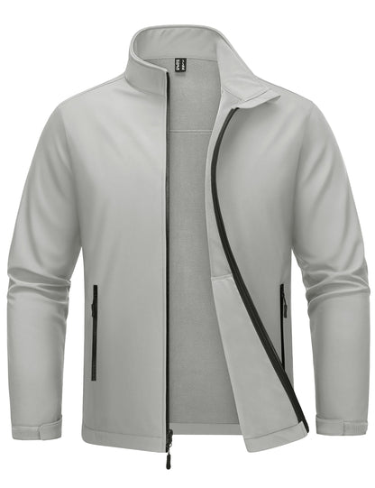 MAGCOMSEN Men's Fleece Lined Softshell Jacket Lightweight Waterproof Windbreaker Zip Up Winter Rain Coat Tactical Hiking