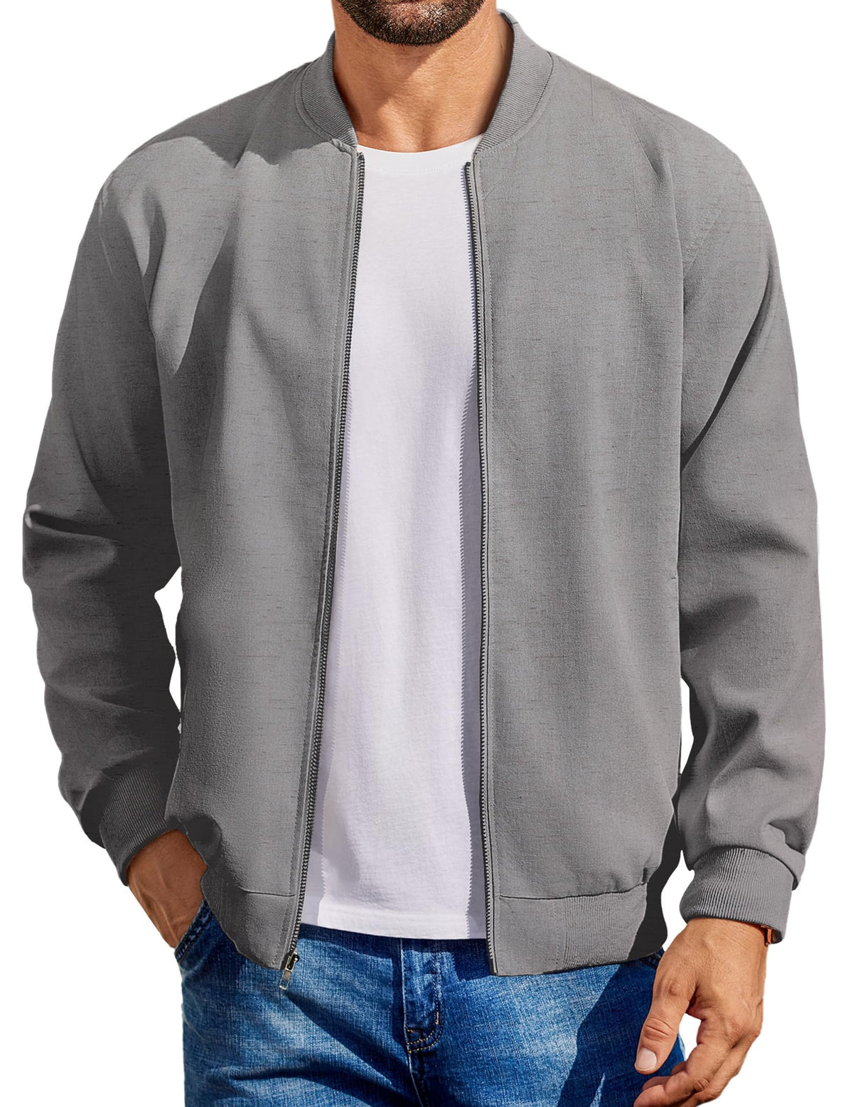 COOFANDY Mens Light Cotton Bomber Jacket Flight Casual Softshell Varisty