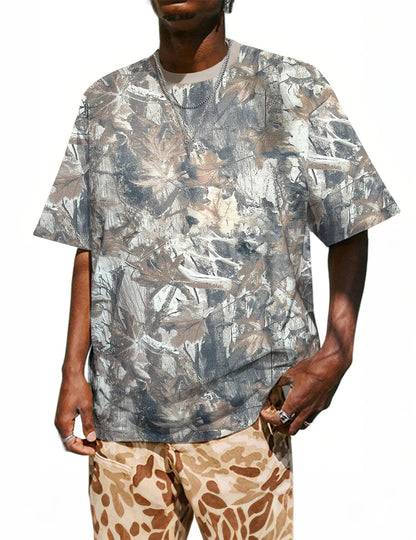 UOUA Men's Graphic Tees Oversized Short Sleeve T-Shirt