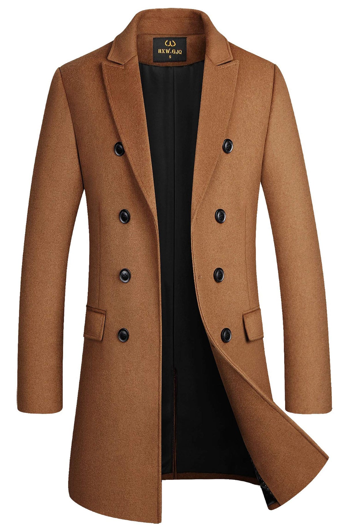 Men's Premium Wool Blend Double Breasted Long Pea Coat