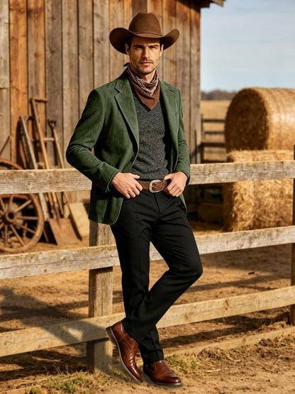 Men Blazers Suede Suits Jackets for Mens Retro Sport Coats Casual Slim Fit