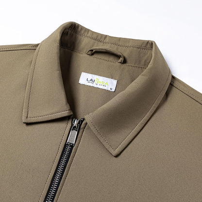 Men's Lightweight Casual Windbreaker Laydown Collar Zipper Pocket Coat Fall Spring Golf Work Dress Business
