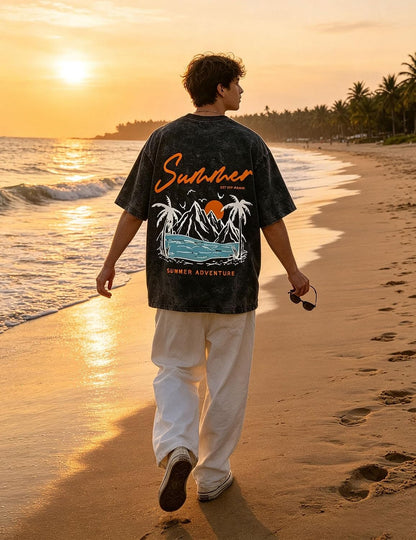 Men's Oversized Graphic Tee Y2k Graffiti Print Short Sleeve Summer Casual Rapper Streetwear T-Shirt