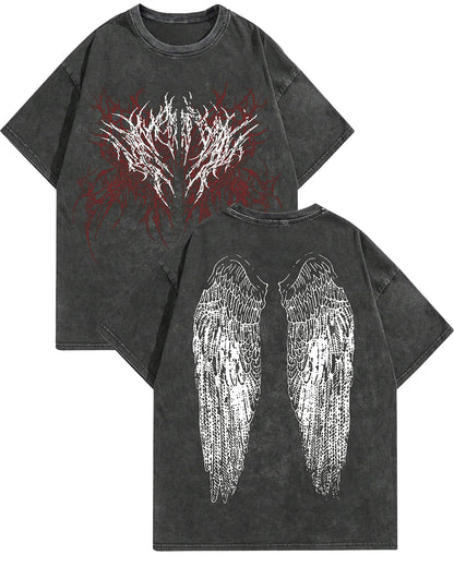 Graphic Tees Men Acid Washed Y2K Gothic Vintage Streetwear Cotton T-Shirt