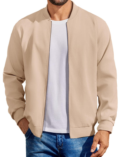 COOFANDY Mens Light Cotton Bomber Jacket Flight Casual Softshell Varisty