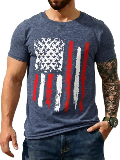 Men's USA Flag T-Shirt, Patriotic Freedom Graphic Tee, us Independence Day tee