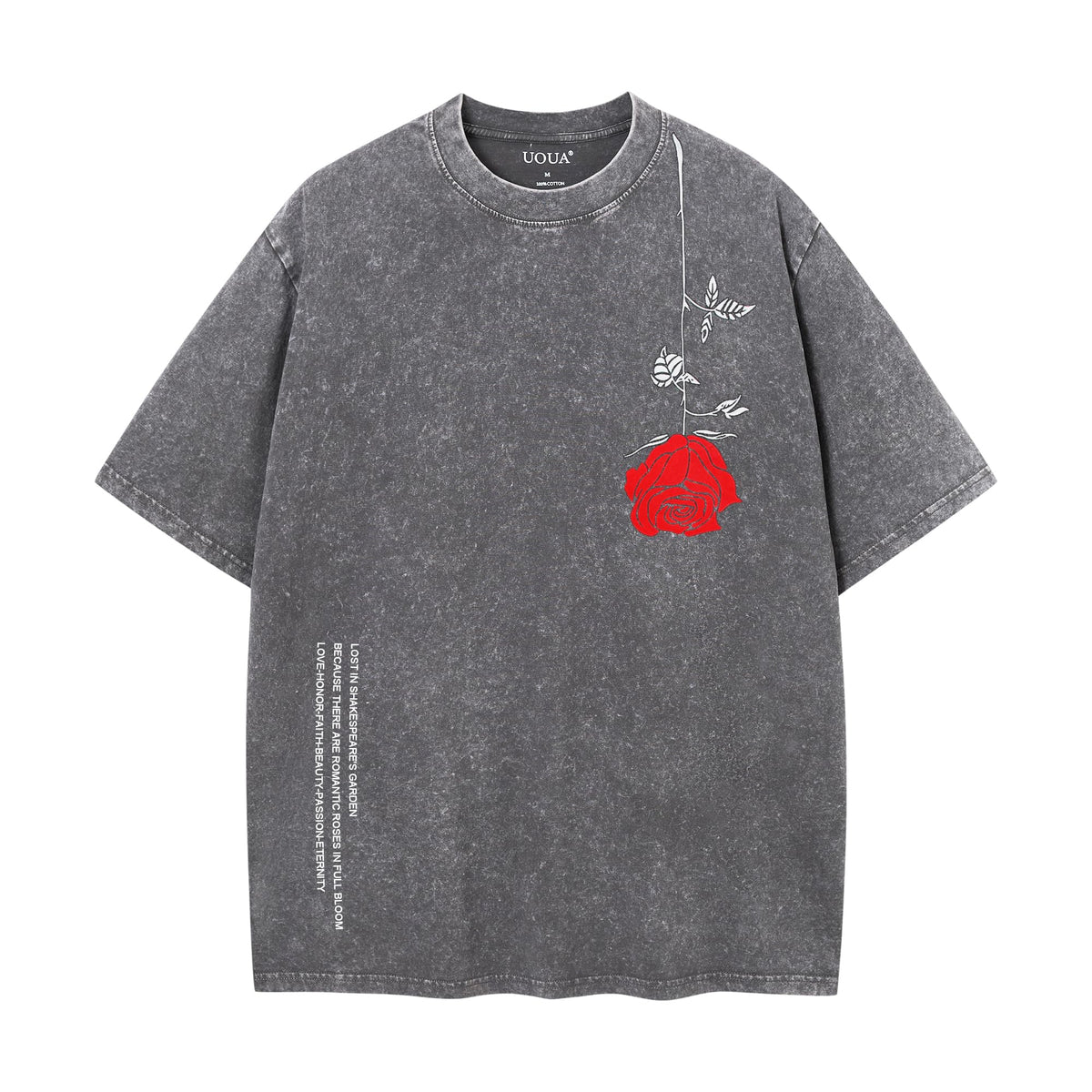UOUA Men's Graphic Tees Washed Oversized Short Sleeve T-Shirts