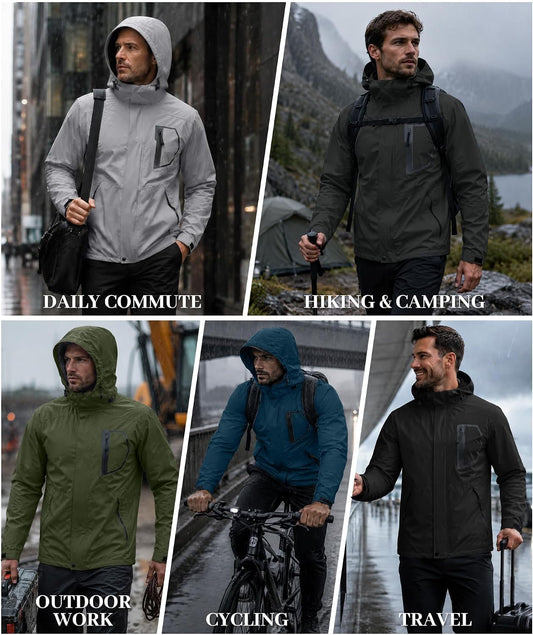 SWISSWELL Mens lined Rain Jacket Waterproof Windbreaker Breathable Raincoat