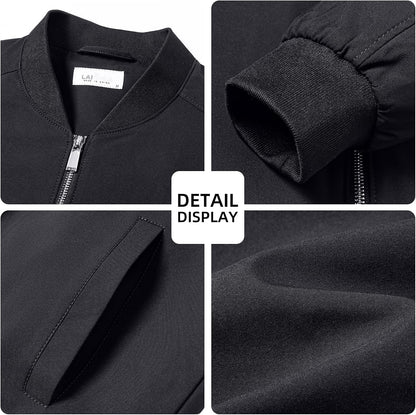 Men's Lightweight Bomber Jacket Windbreaker Causal with Multiple Pockets
