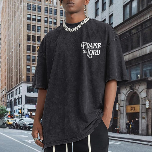 Christian Jesus Shirts for Men Religious Praise The Lord Bible Verse Shirt Oversized Graphic Tees Acid Wash Tshirt