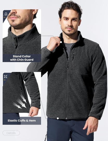 TBMPOY Men's Lightweight Fleece Jacket Full Zip Winter Casual Hiking Coat