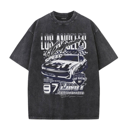 UOUA Men's Graphic Tees Washed Oversized Short Sleeve T-Shirts