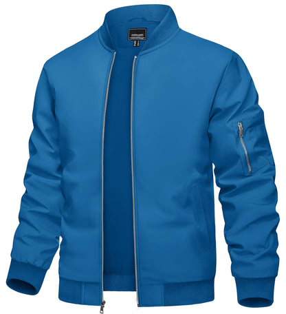 TACVASEN Men's Bomber Jacket Lightweight Casual Spring Fall Windbreaker Zip Up Coat with Pocket