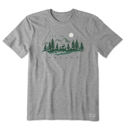 Life is Good Men's Crusher Tee Shirt, Short Sleeve Cotton Graphic T-Shirts, Unplug in The Outdoor