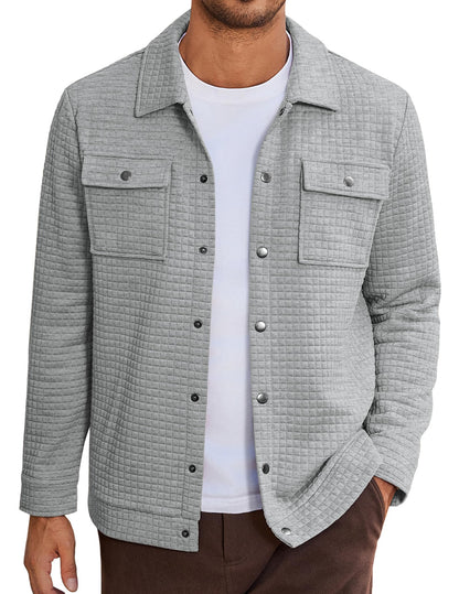 COOFANDY Mens Casual Shirt Jacket Waffle Button Down Shacket Overshirt