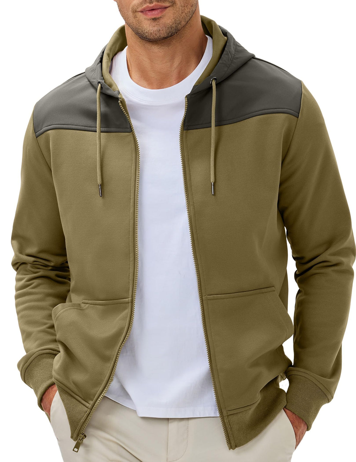 JMIERR Men's Colorblock Zip Hoodie Lightweight Jacket
